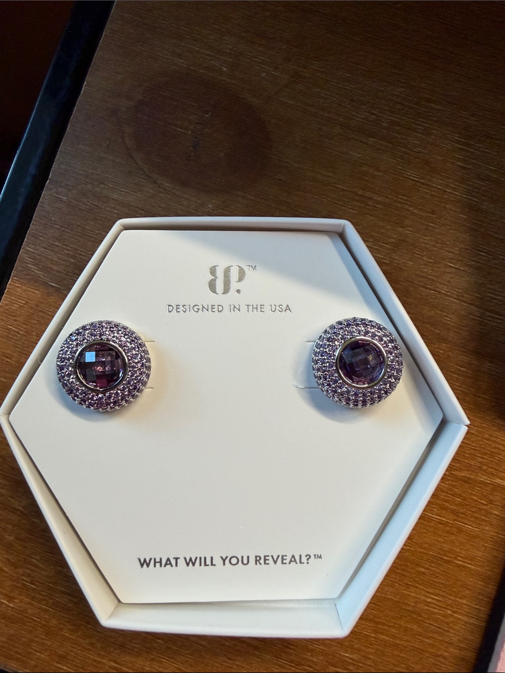 Jp Purple Crystal Halo Stud Earrings